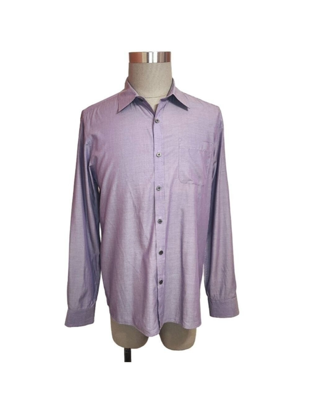 Kenneth Cole New York Purple Button Front Shirt Mens XL
